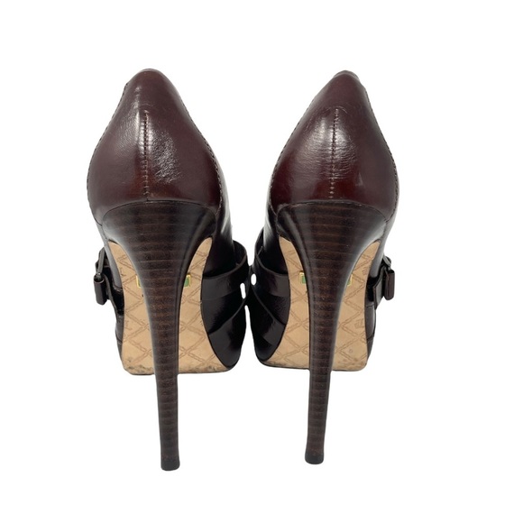 Gwen Stefani L.A.M.B. Finsbury Round Toe Criss-Cross Leather Stiletto Heels - Picture 6 of 10